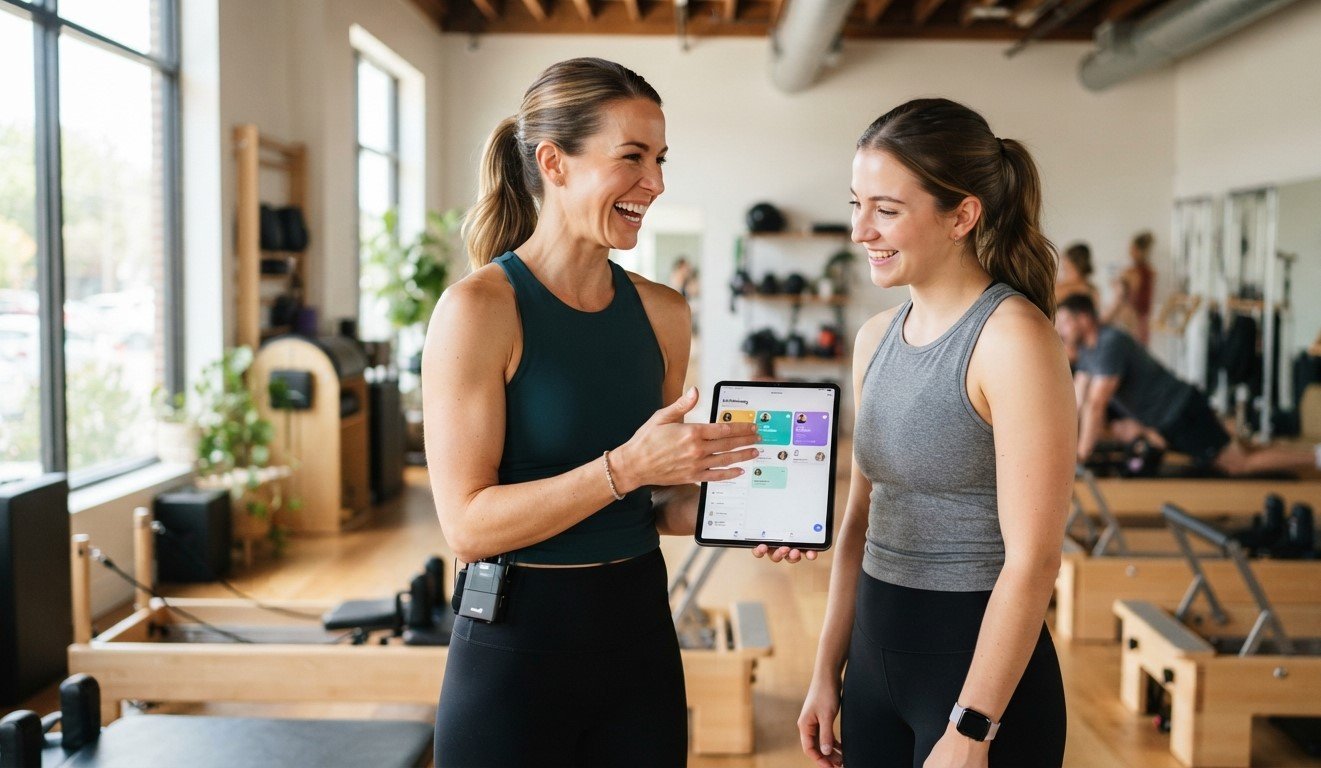 Instructor de Pilates usando ePilates